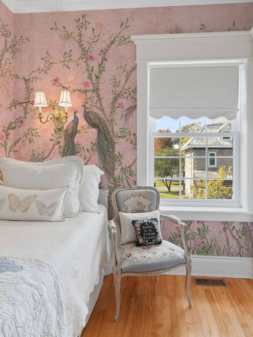 Floral Elegance Peacock Rose Garden Wallpaper Mural