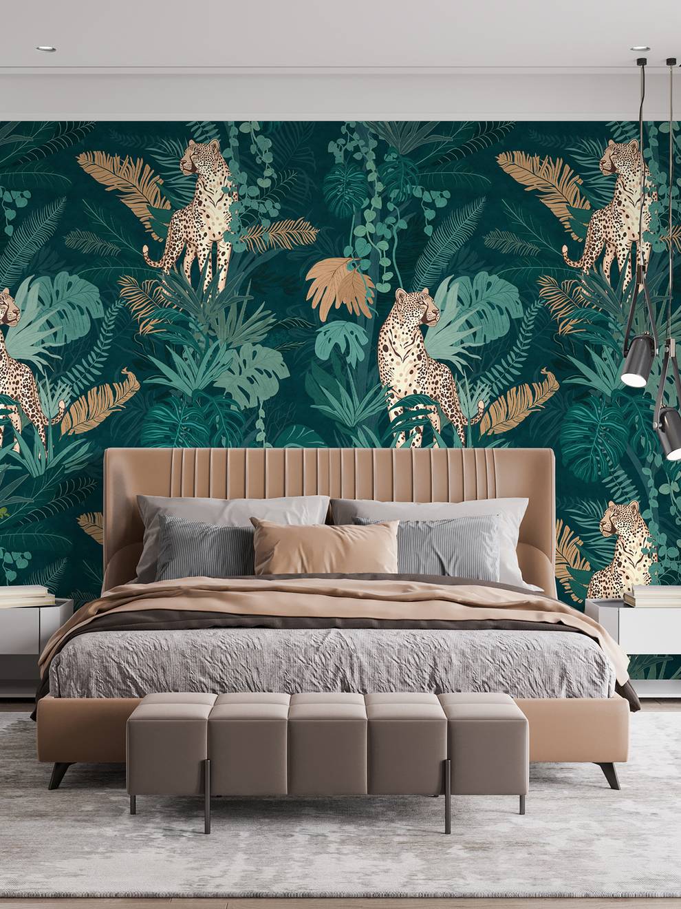 Elegant Jungle Leopard Pattern Wallpaper Mural