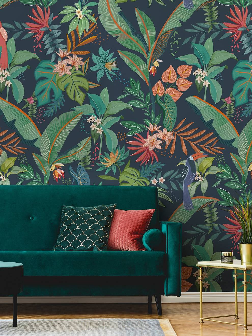 Tropical Paradise and Exotic Birds Wallpaper Mural