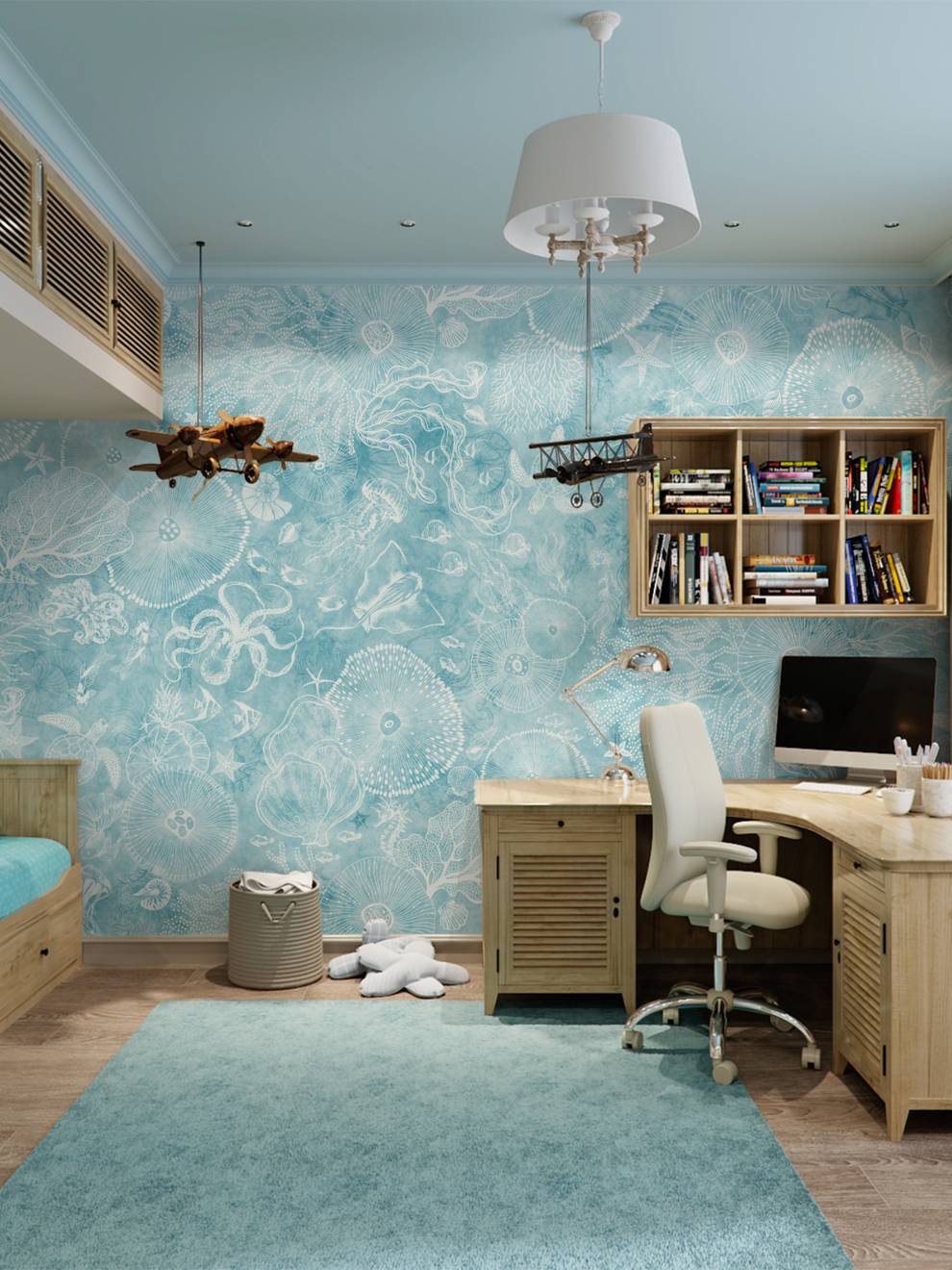 Aqua Marine Life Ocean Wallpaper Mural