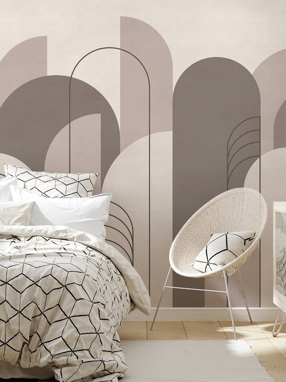 Modern Minimalist Abstract Arches Wallpaper Mural