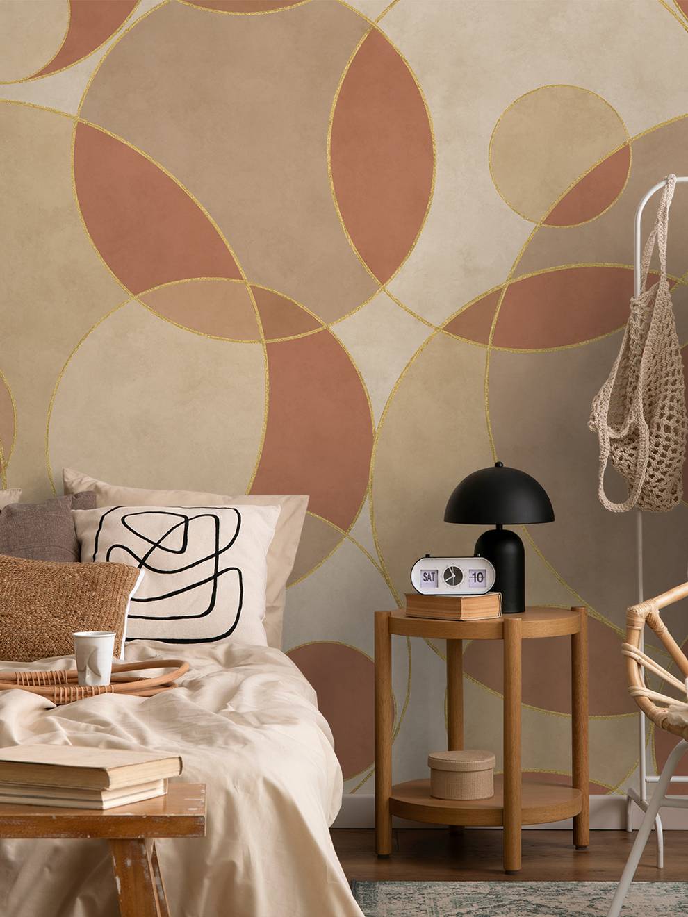 Opulent Circular Patterns Teal Wallpaper Mural