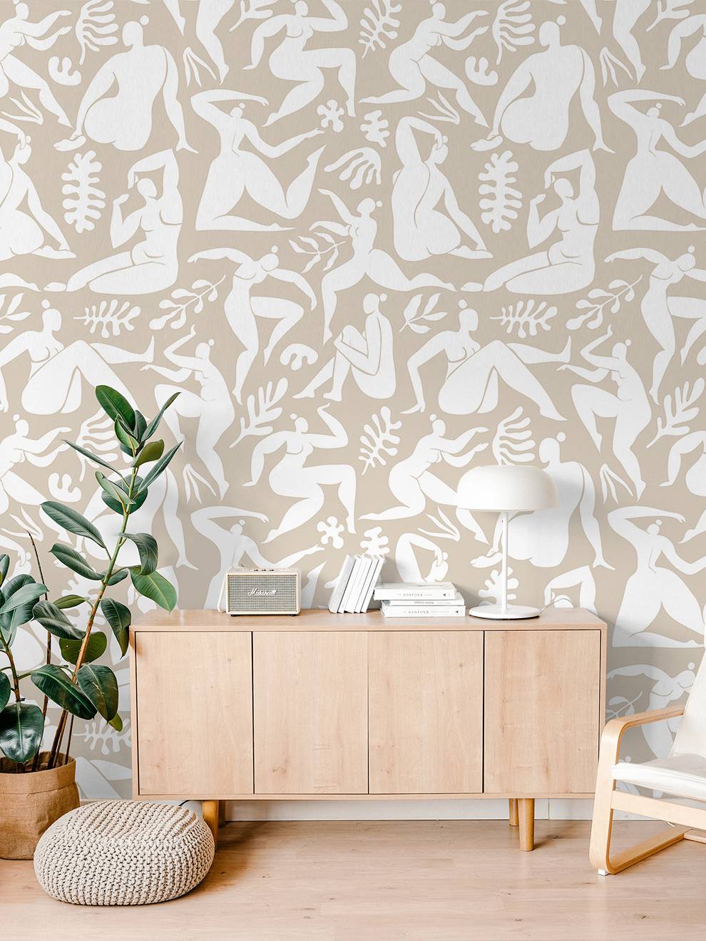 Elegant Abstract Ballet Figures Wallpaper Mural