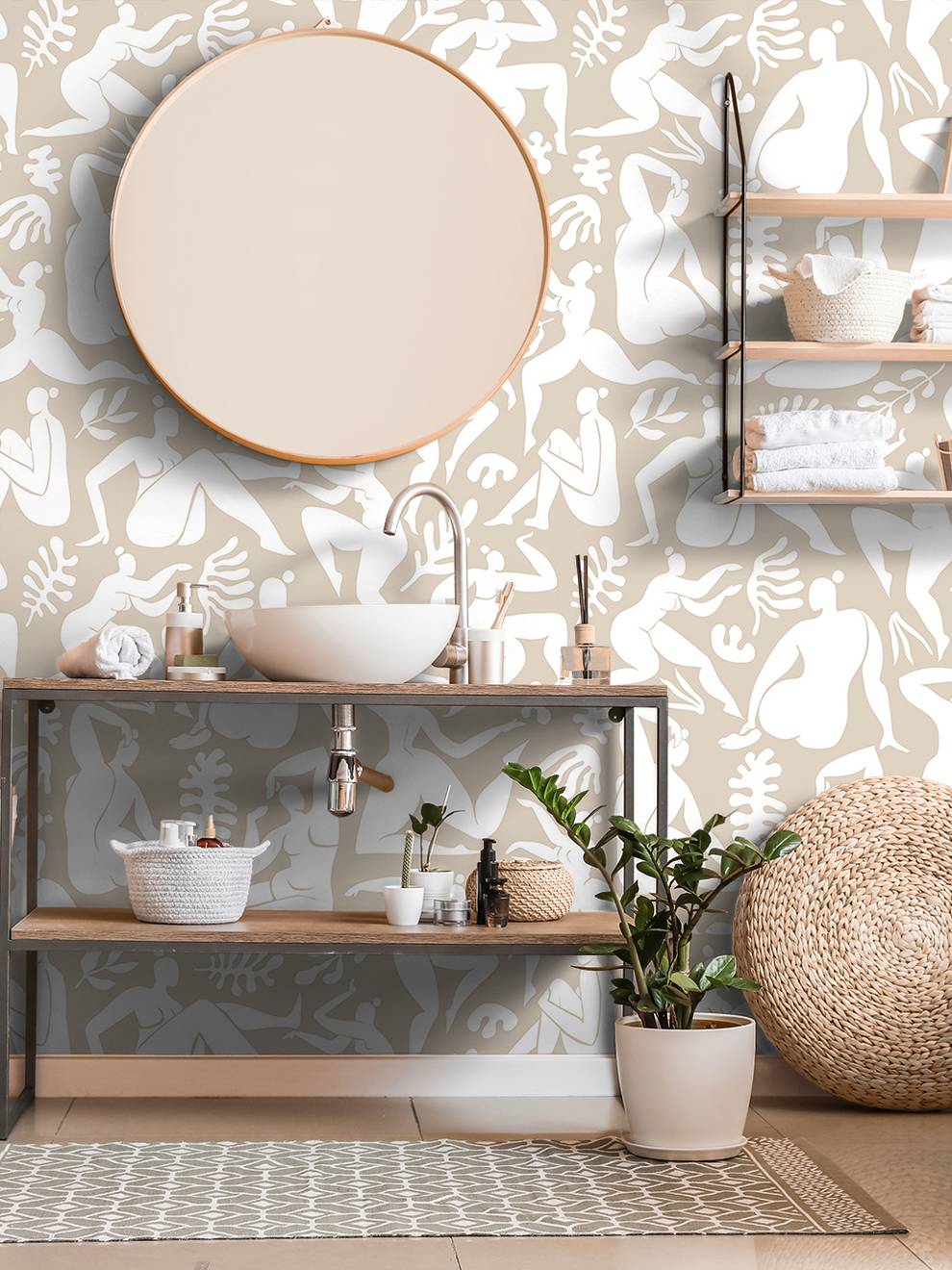 Elegant Abstract Ballet Figures Wallpaper Mural