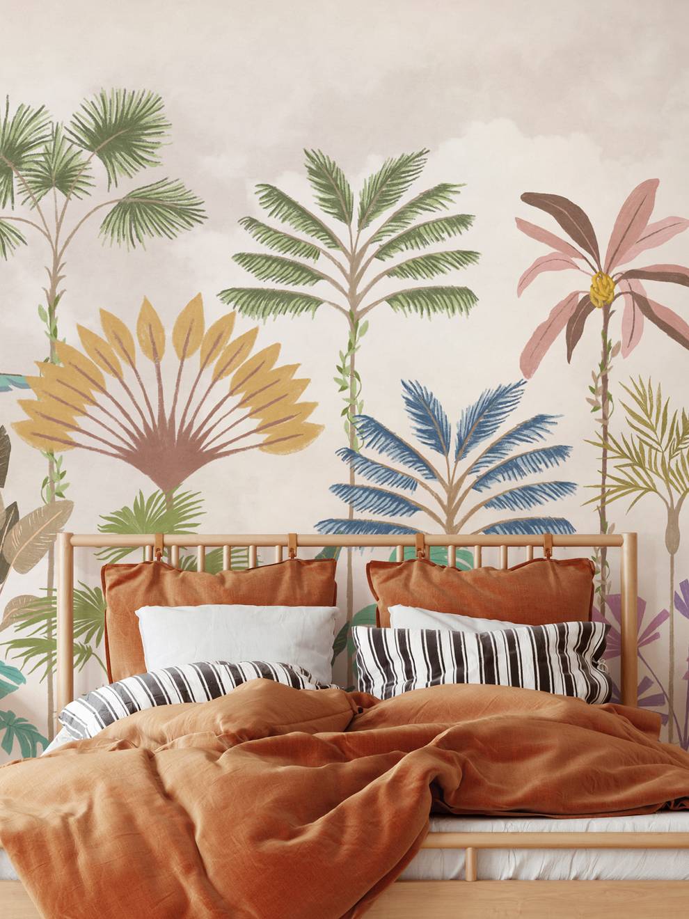 Tropical Palm Botanical Pastel Wallpaper Mural