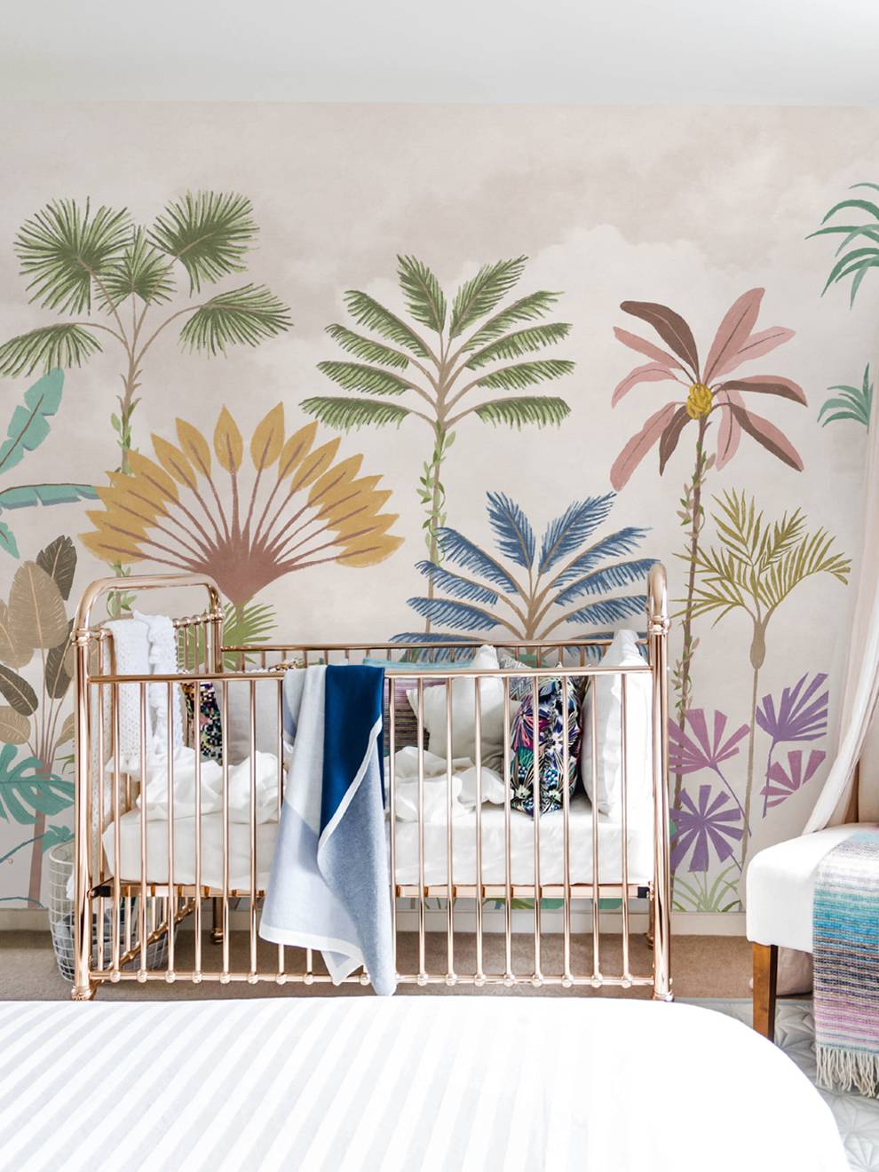 Tropical Palm Botanical Pastel Wallpaper Mural