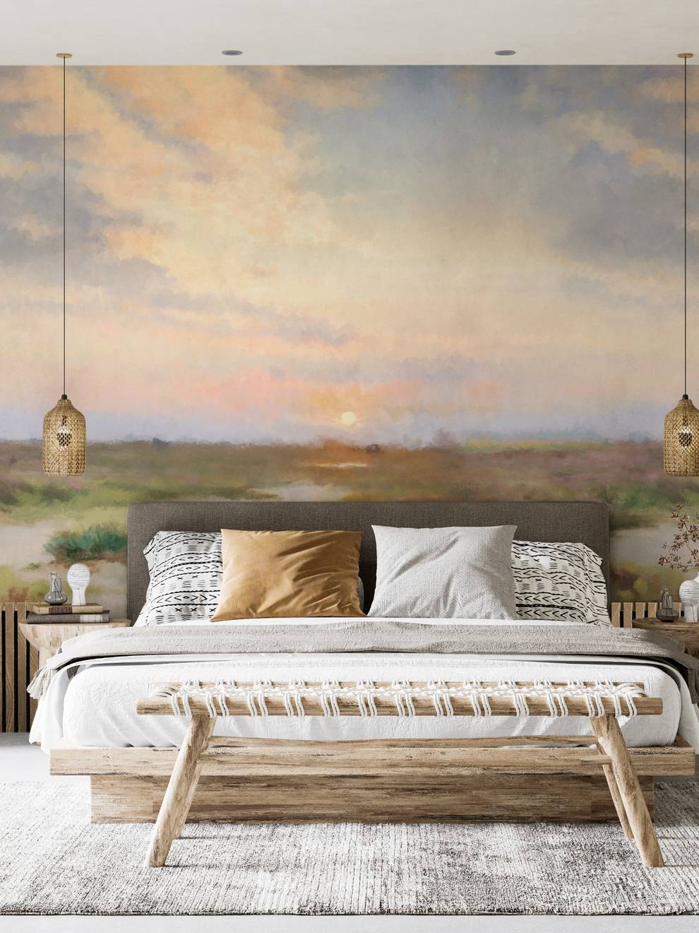 Sunrise Pastel Tones Artistic Wallpaper Mural