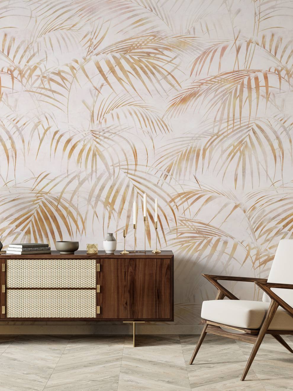 Tropical Palm Leaves Wallpaper Mural
