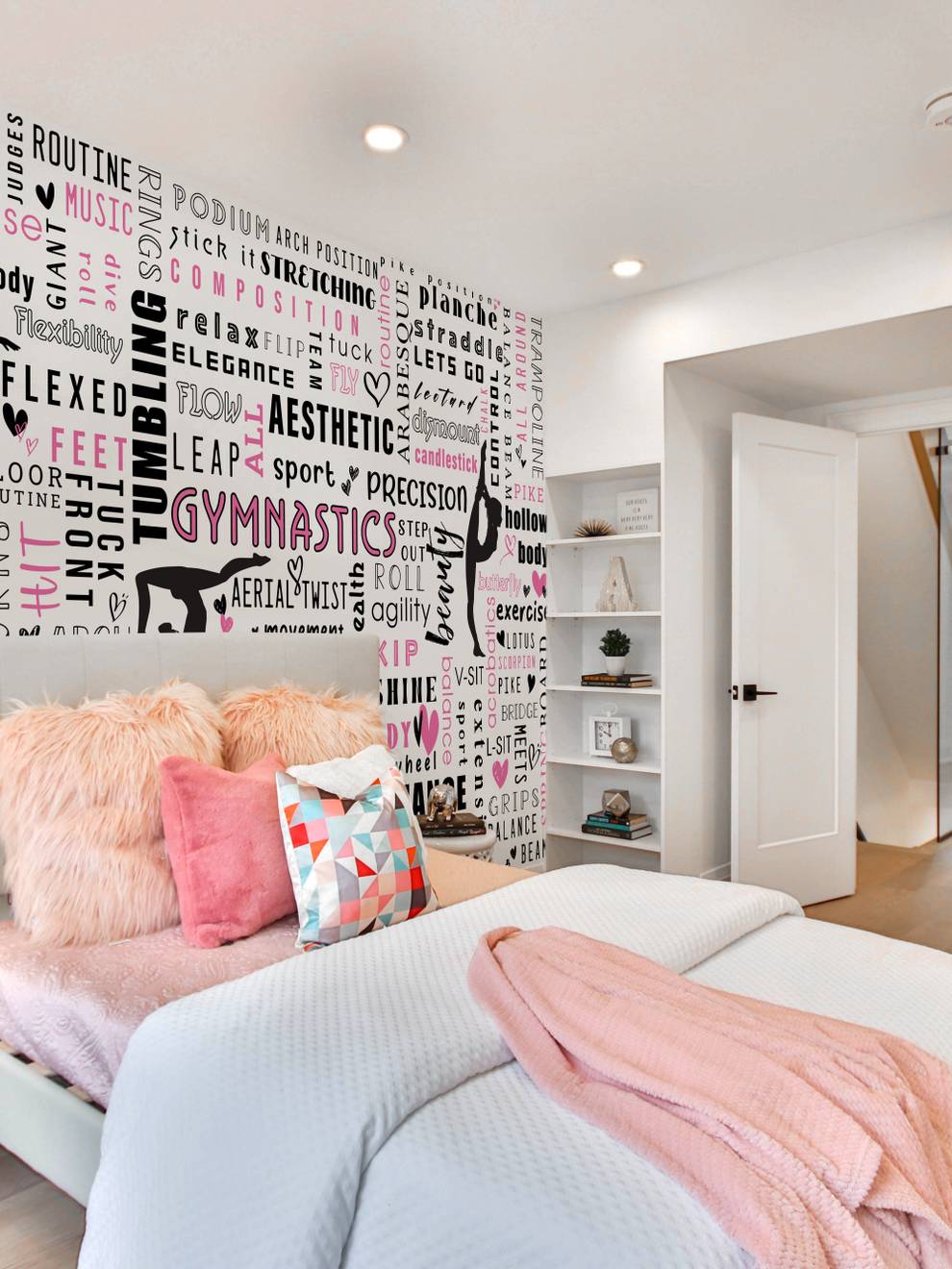 Inspirational Gymnastics Silhouette Text Wallpaper Mural