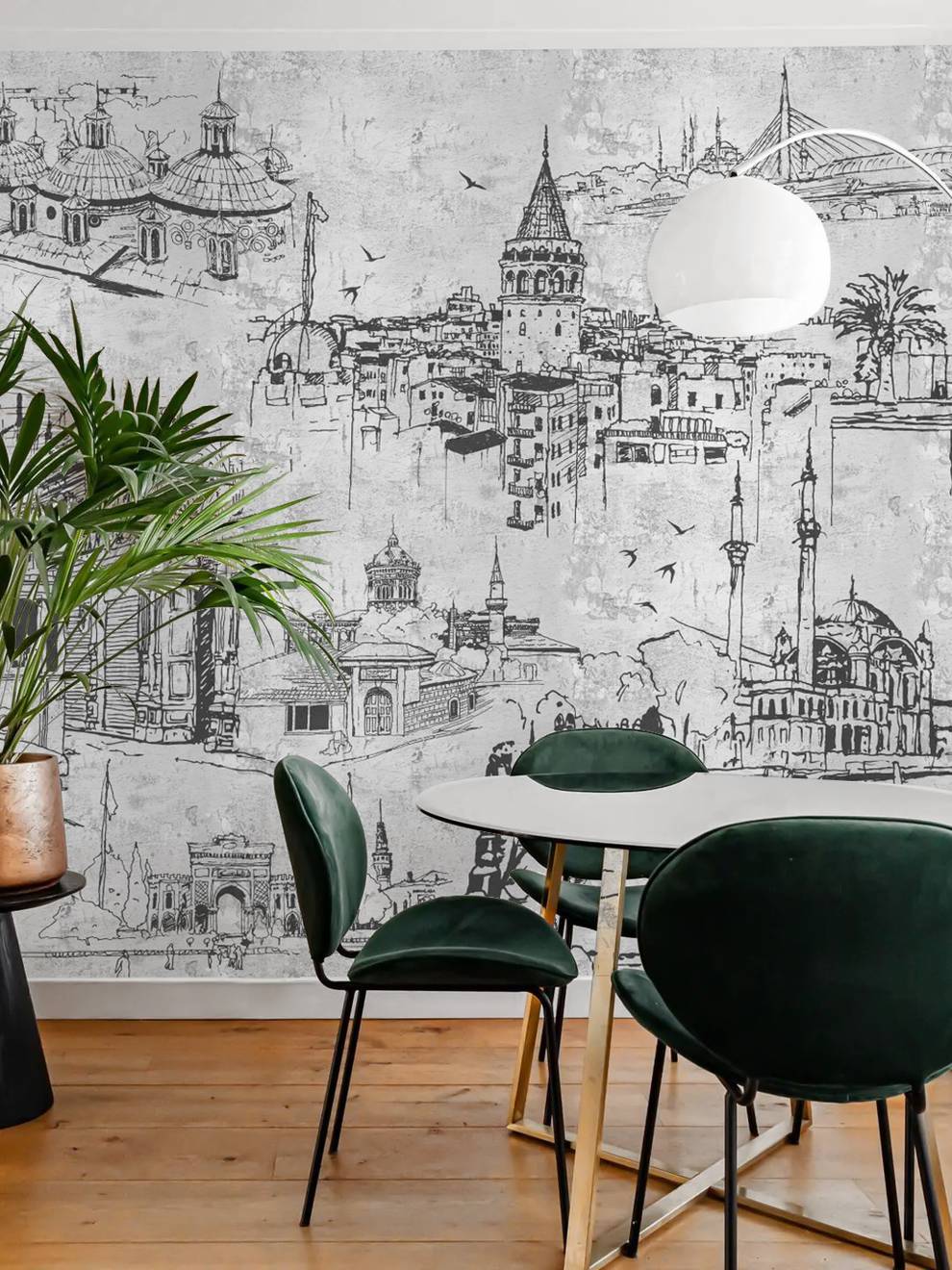 Vintage Cityscape Sketch Wallpaper Mural