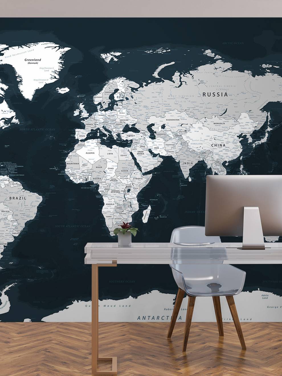 Stylish Geographical World Atlas Map Wallpaper Mural