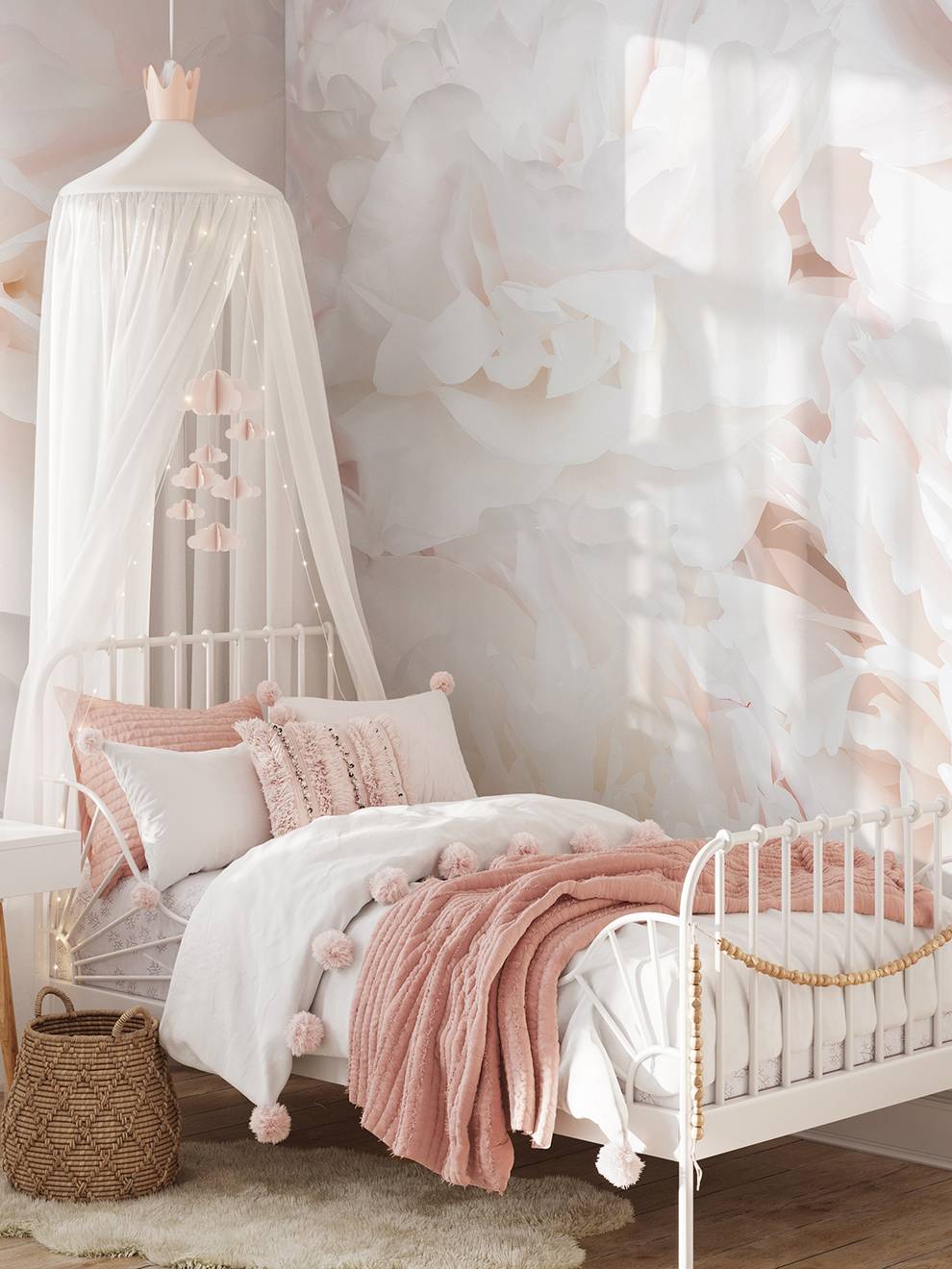 Soft Blush Peony Petals Luxurious Wallpaper Mural