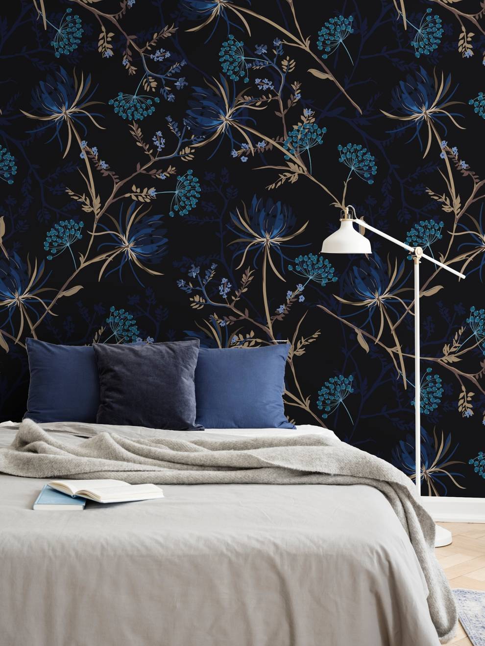 Midnight Botanical Elegance Wallpaper Mural