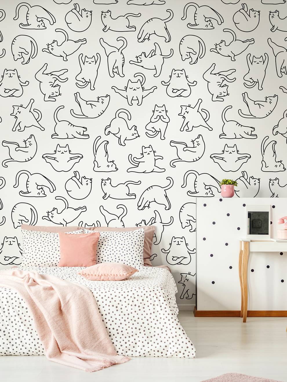 Charming Yoga Kittens Pattern  Wallpaper Mural