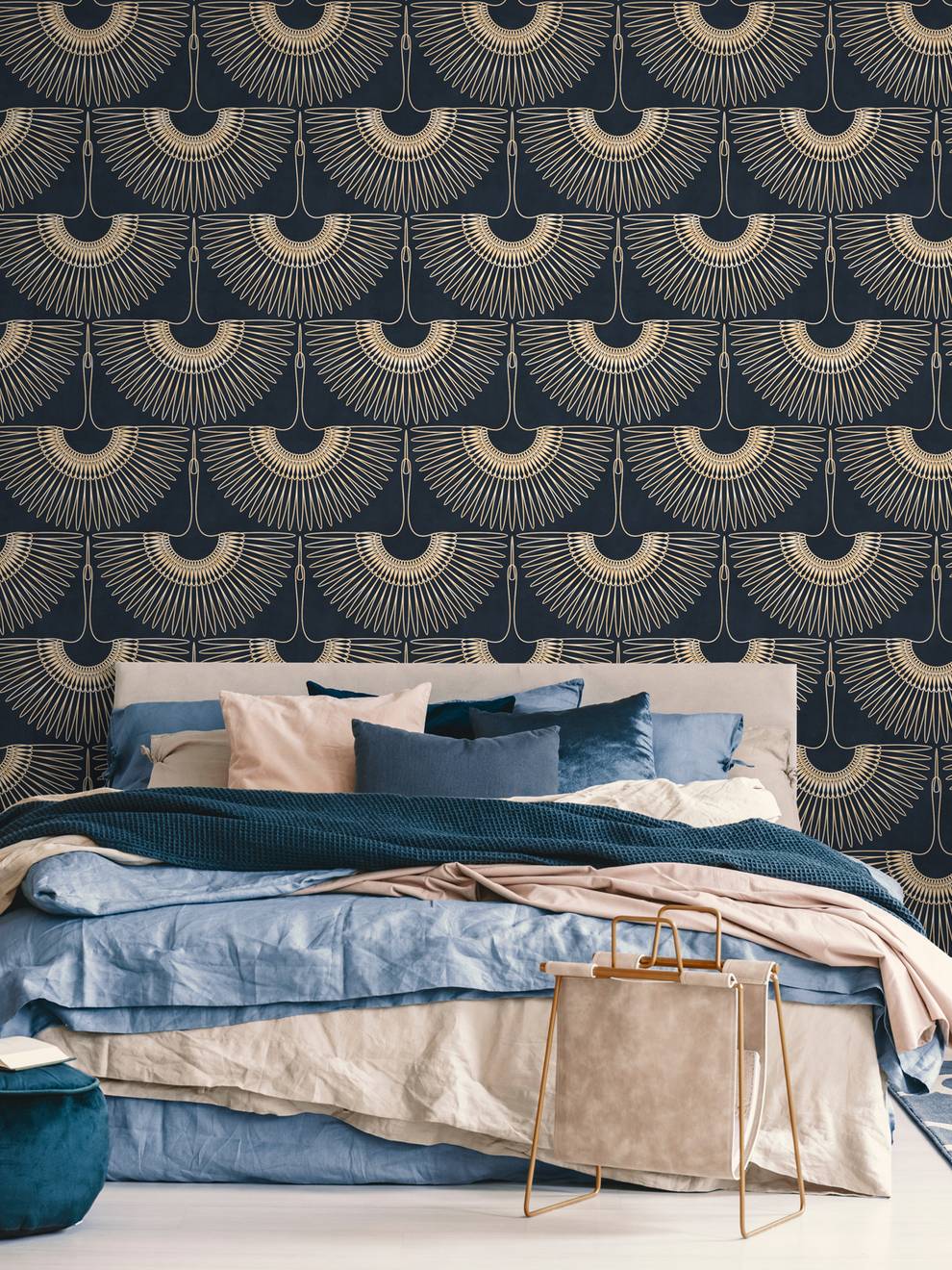 Japanese Crane Harmony Pattern Wallpaper Mural