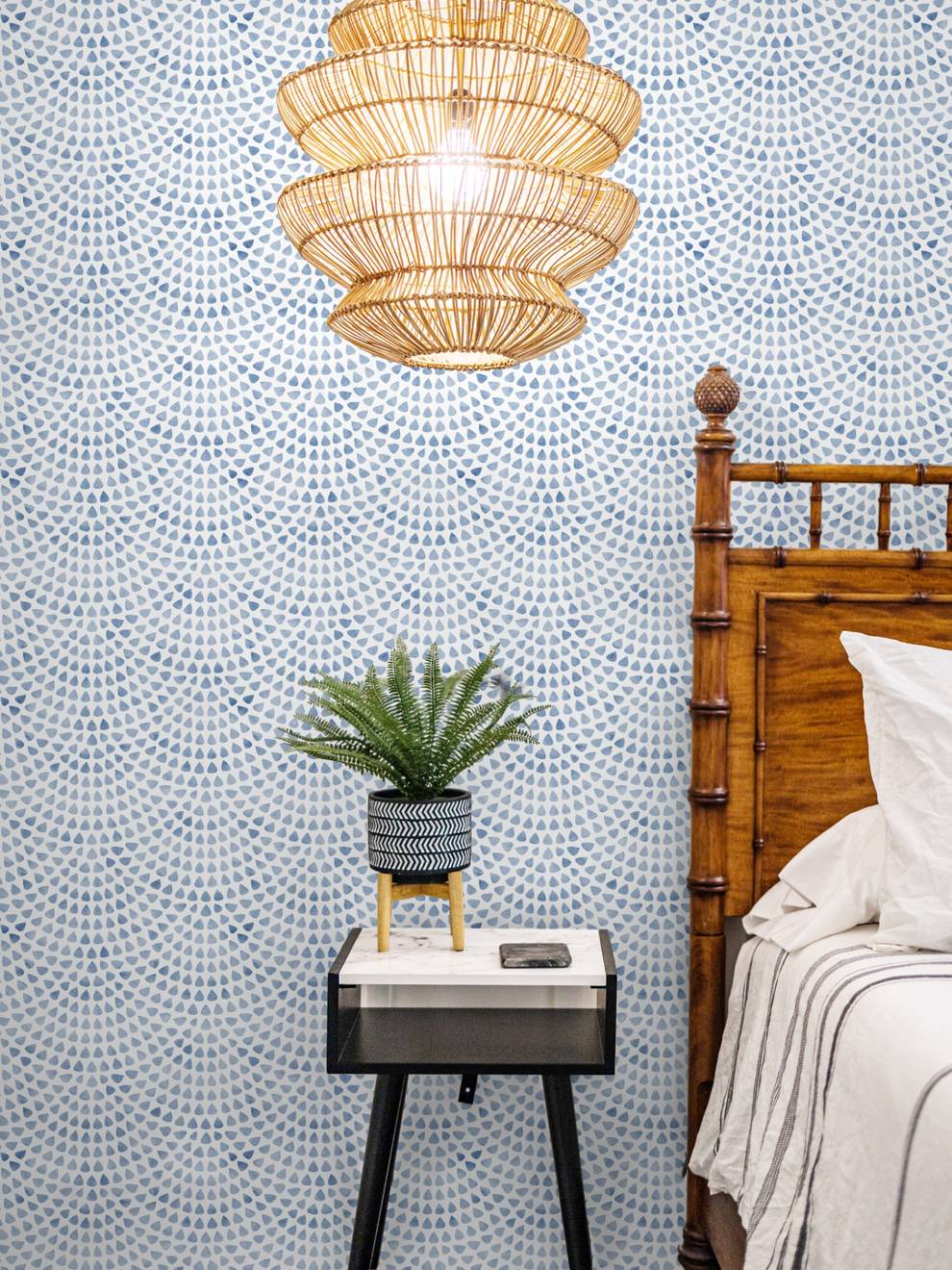 Abstract Aqua Raindrop Pattern Wallpaper Mural