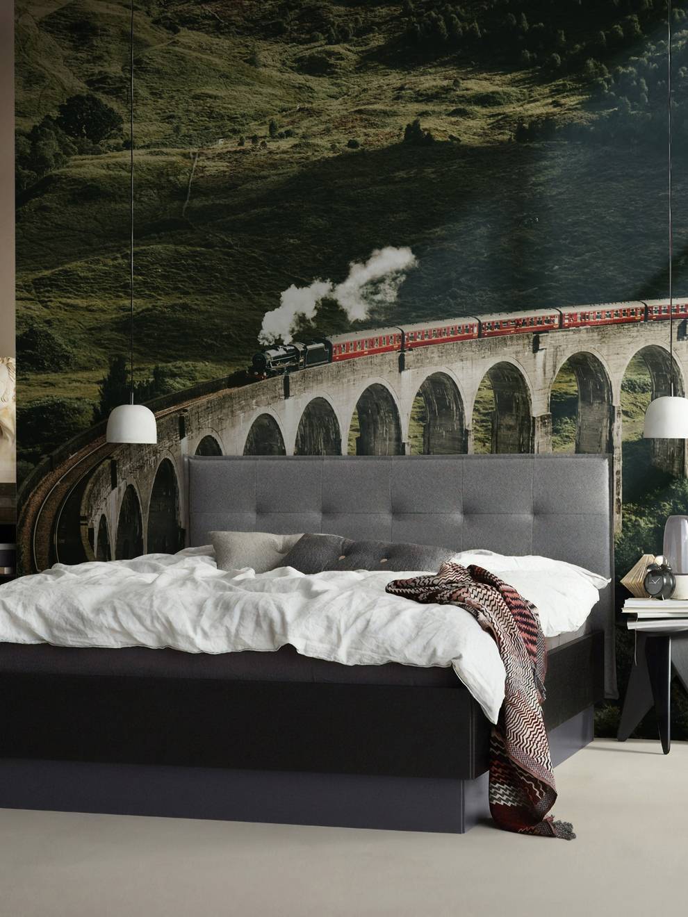 Classic Train in Forest Wallpaper Mural