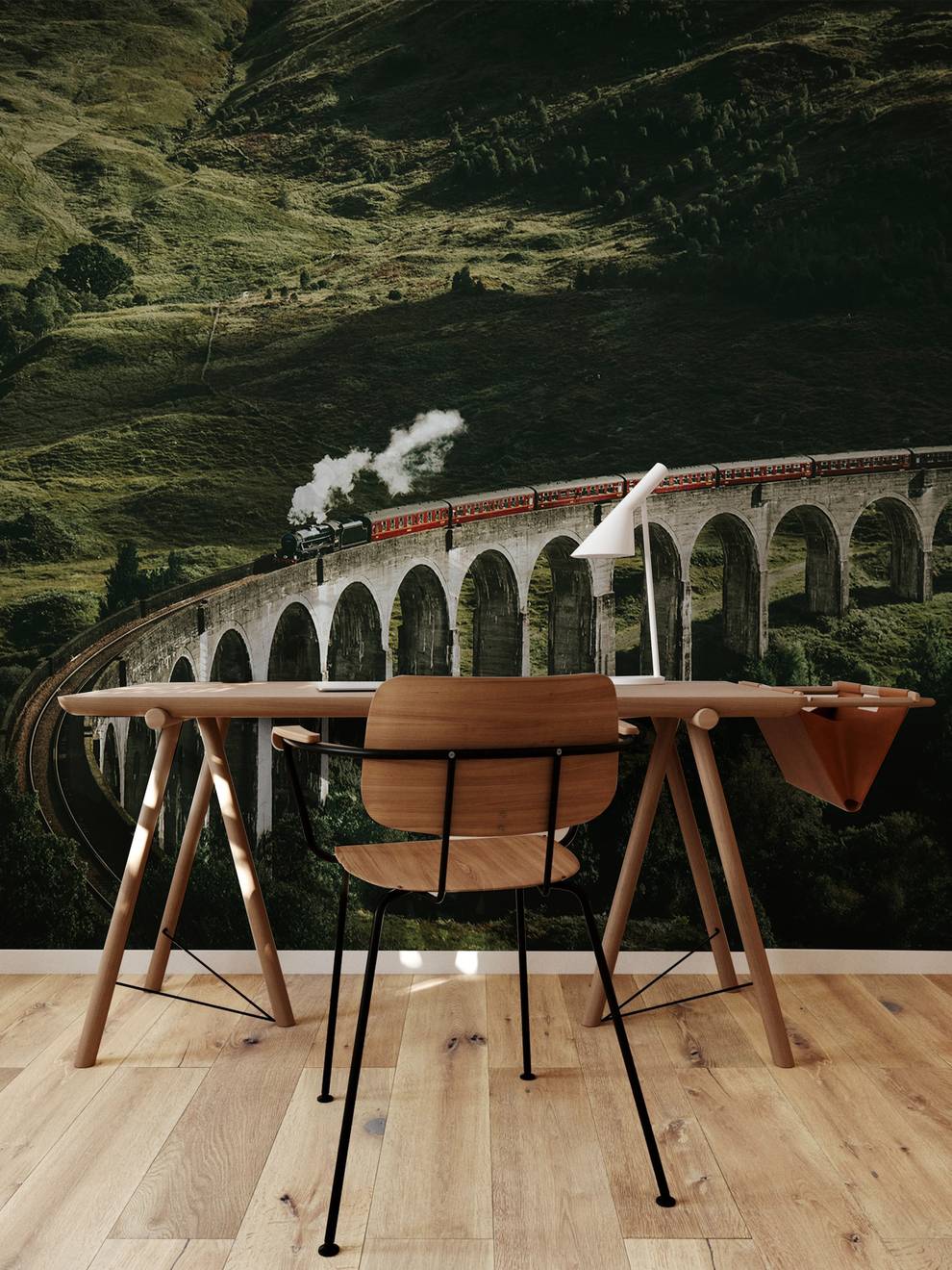 Classic Train in Forest Wallpaper Mural