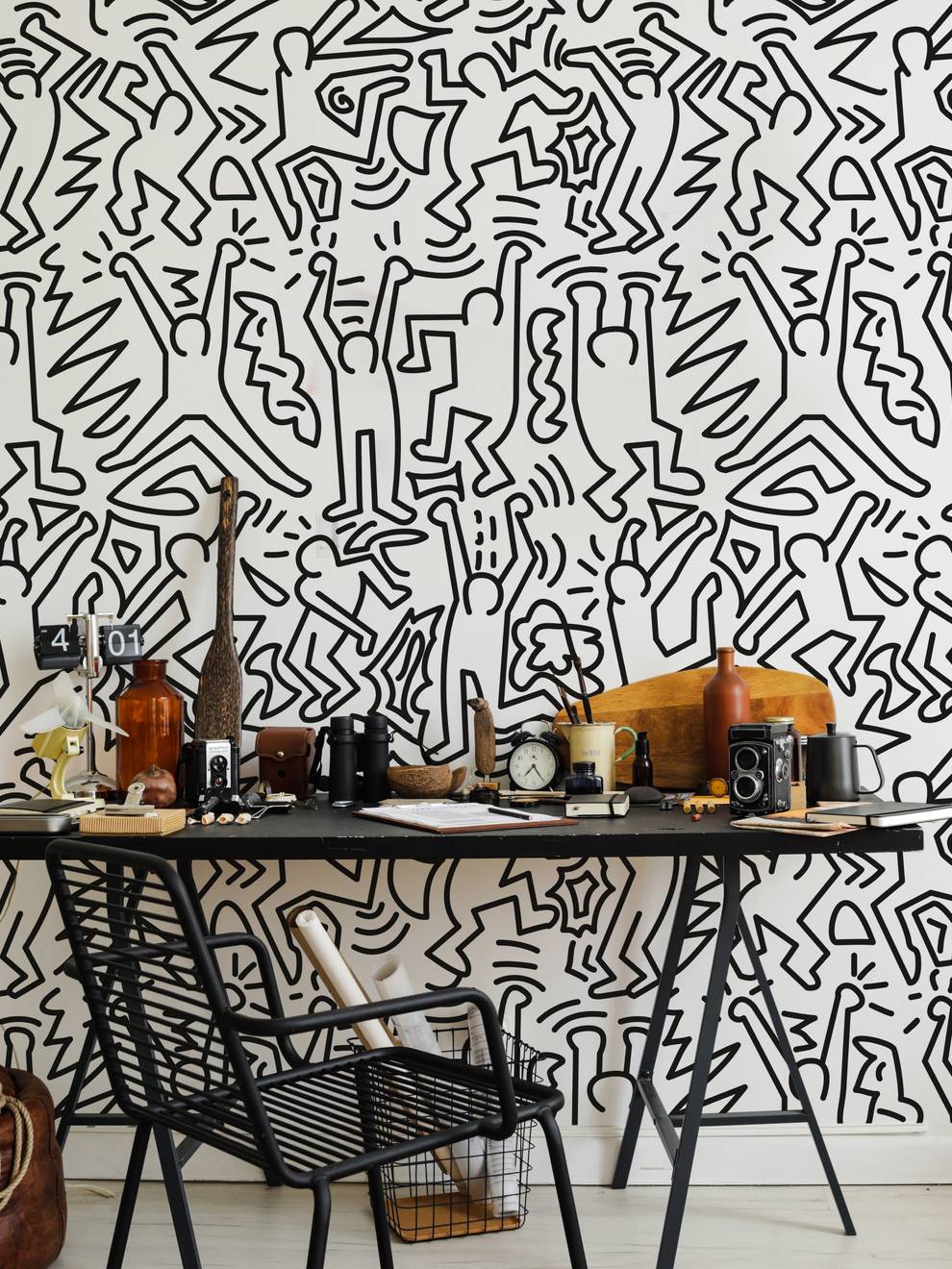 Abstract Energetic Dance Figures Wallpaper Mural