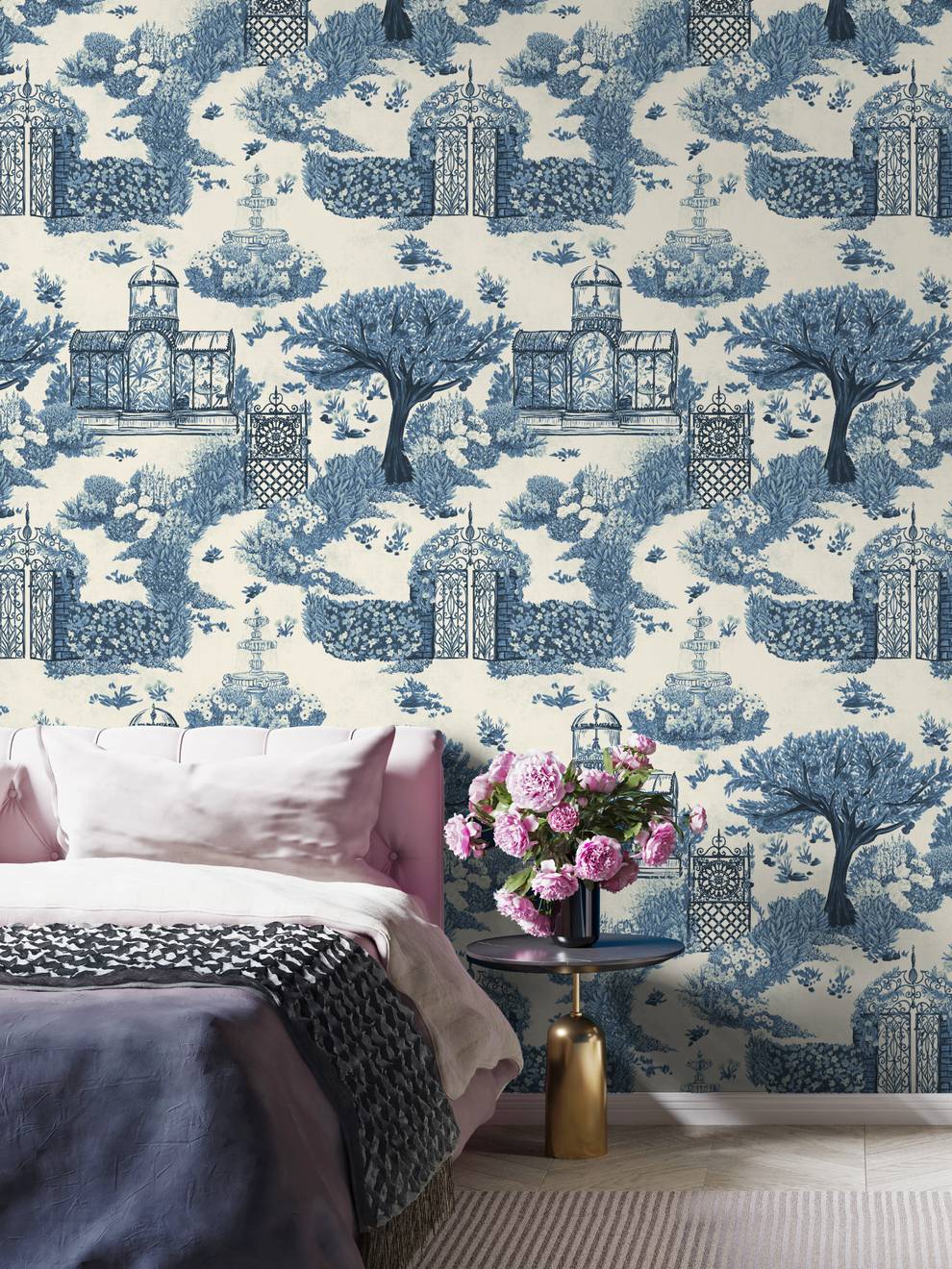 Monochrome Traditional Asian Garden Wallpaper Mural