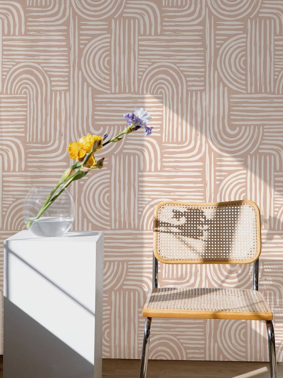 Abstract Minimalist Contour Lines Wallpaper Mural