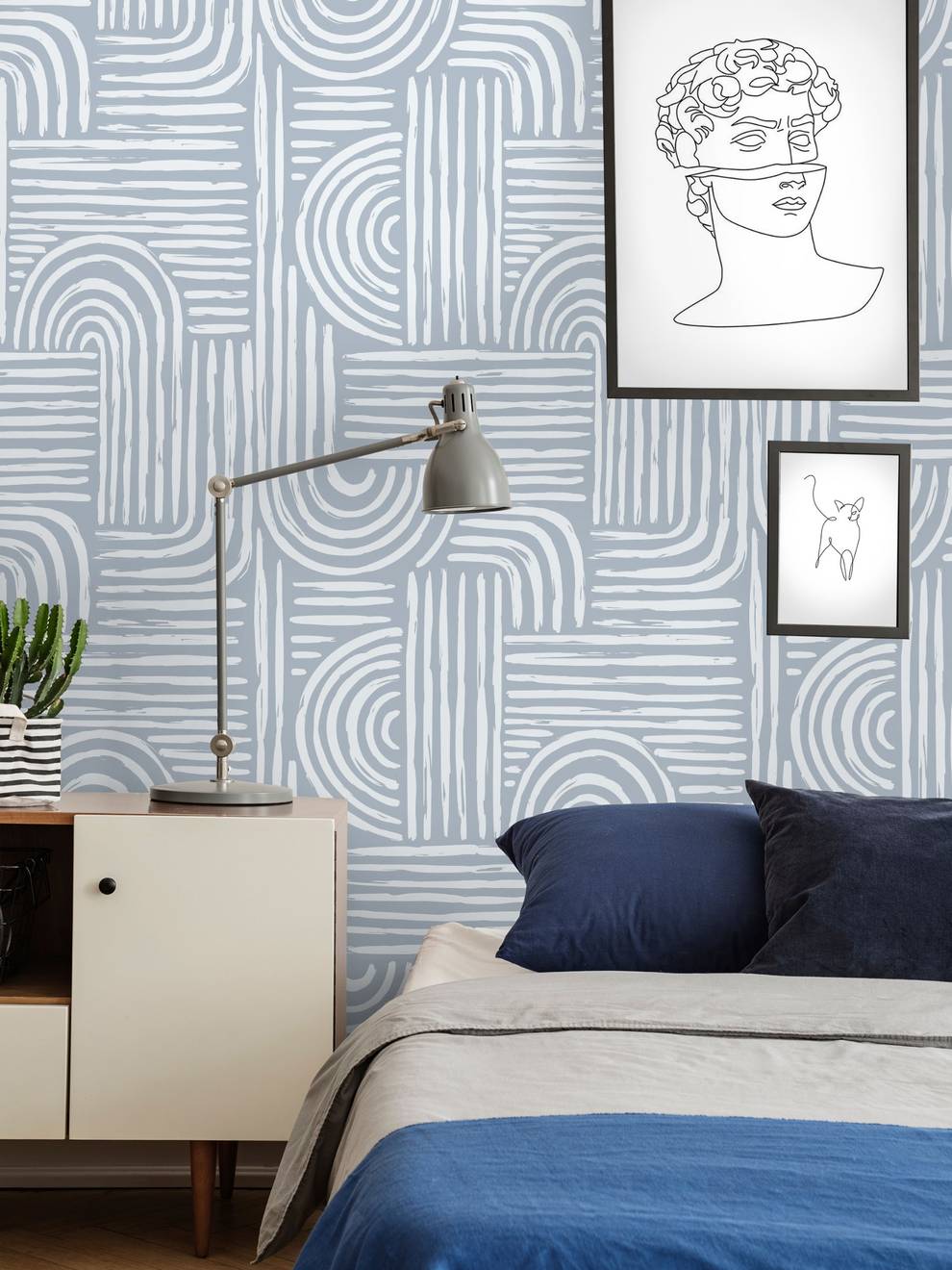 Abstract Minimalist Contour Lines Wallpaper Mural