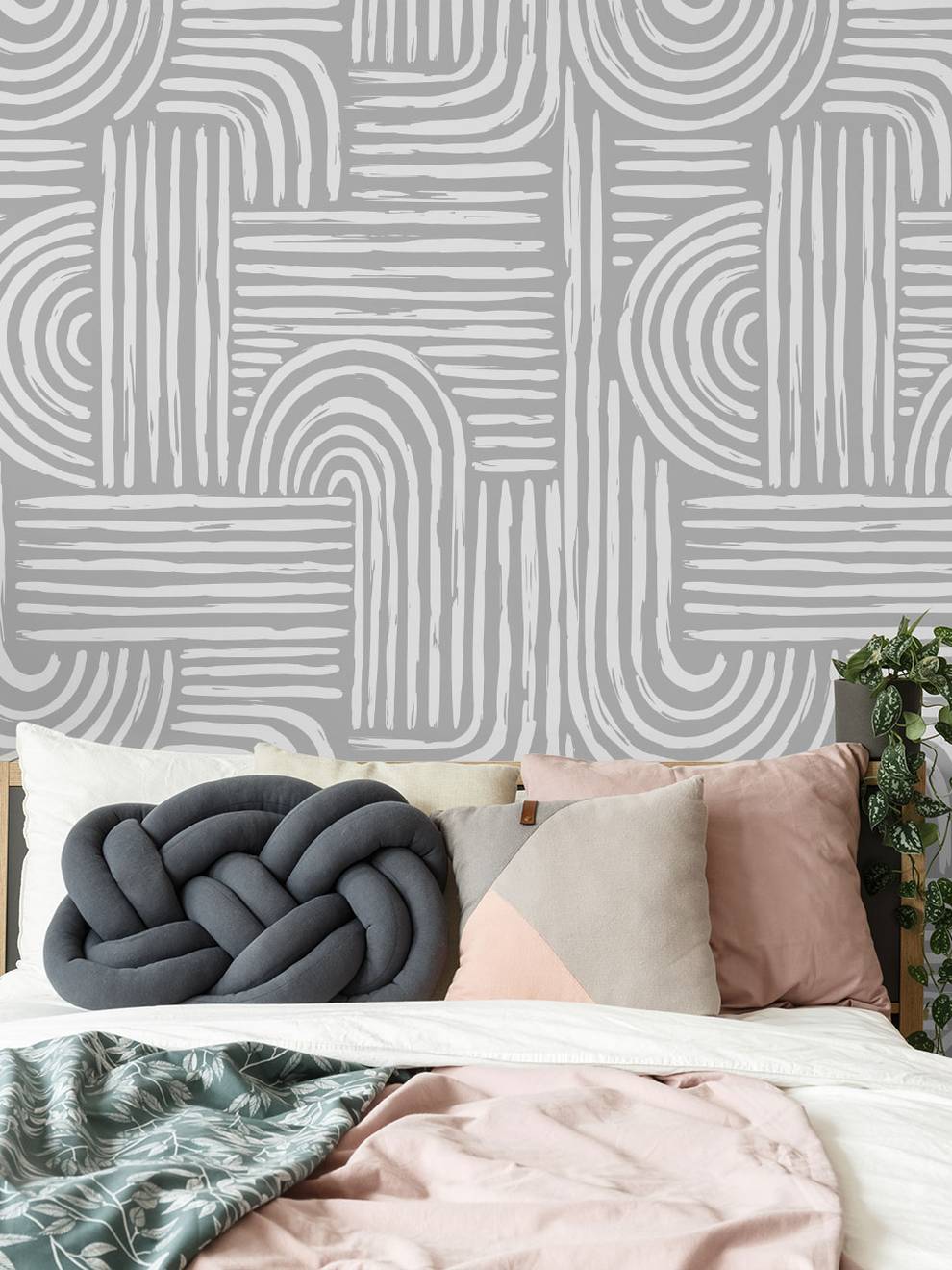 Abstract Minimalist Contour Lines Wallpaper Mural