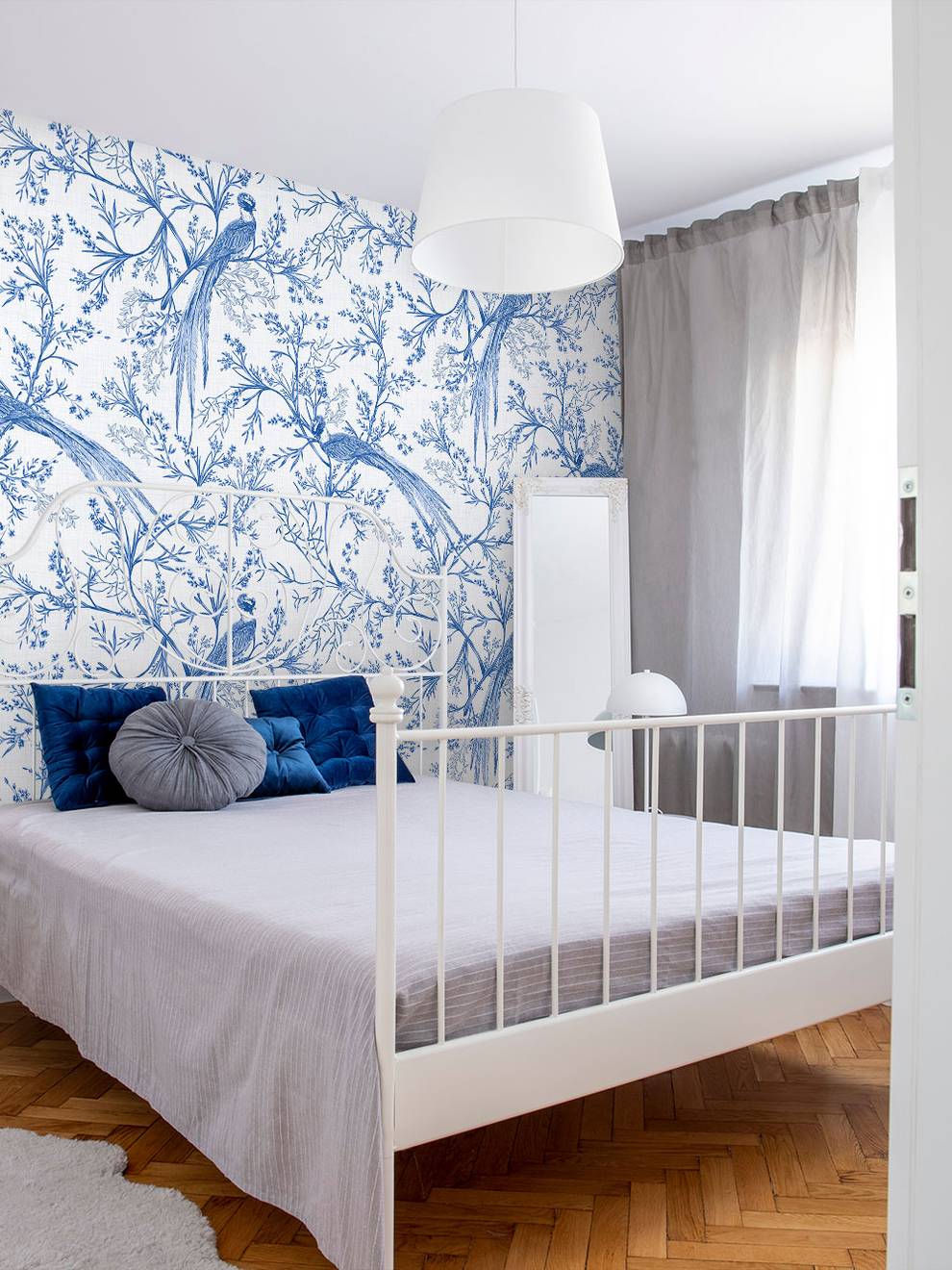 Chinoiserie Bird and Blossom Pattern Wallpaper Mural