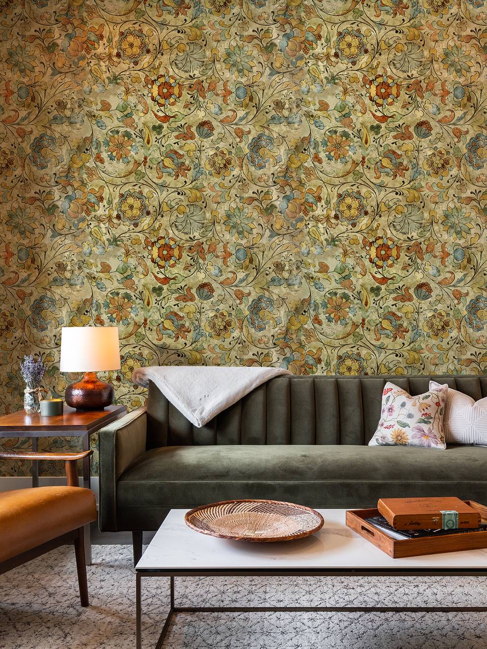 Medieval Flower Pattern Wallpaper Mural