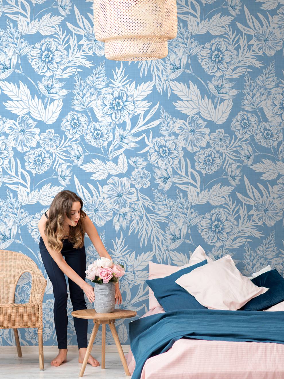 Elegant Watercolor Peony Pattern Wallpaper Mural