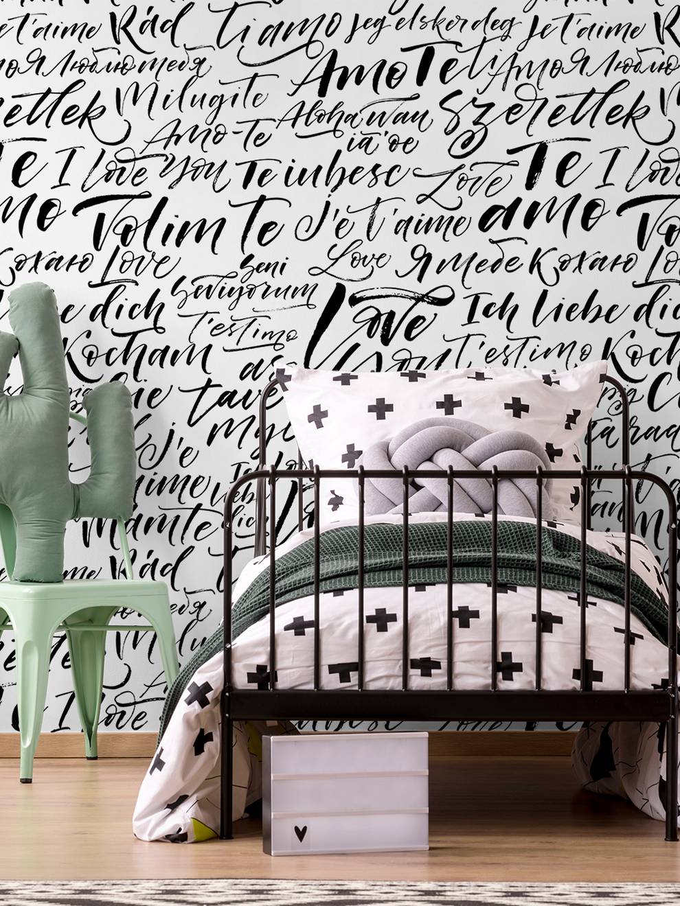 Romantic Calligraphy Love Phrases Wallpaper Mural