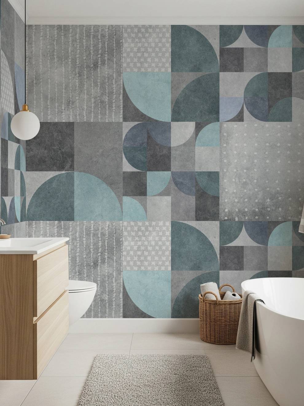Abstract Soft Cement Geometric Wallpaper Mural
