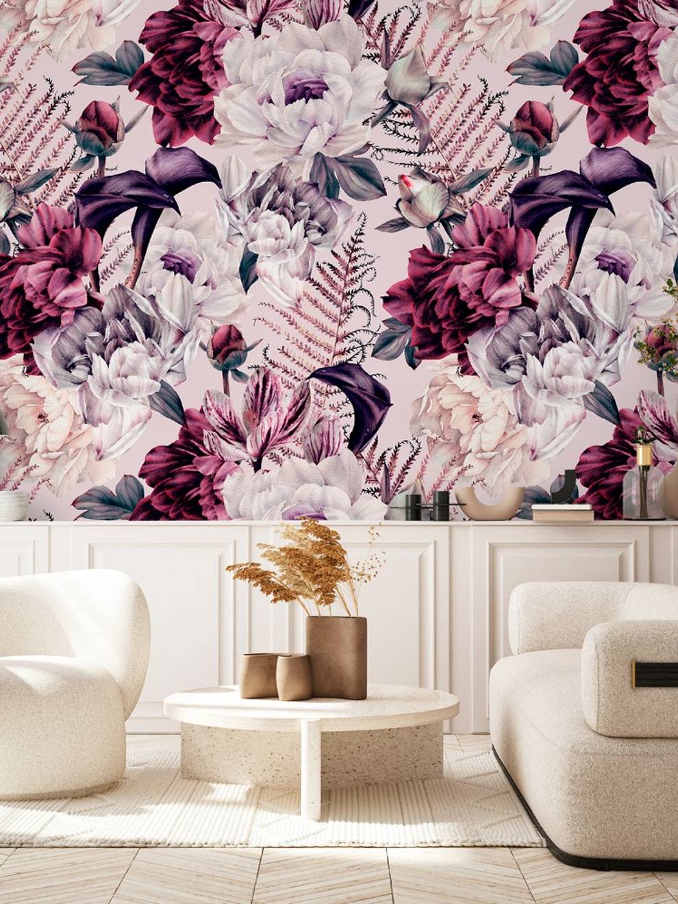 Artistic Watercolor Peony Wallpaper Mural