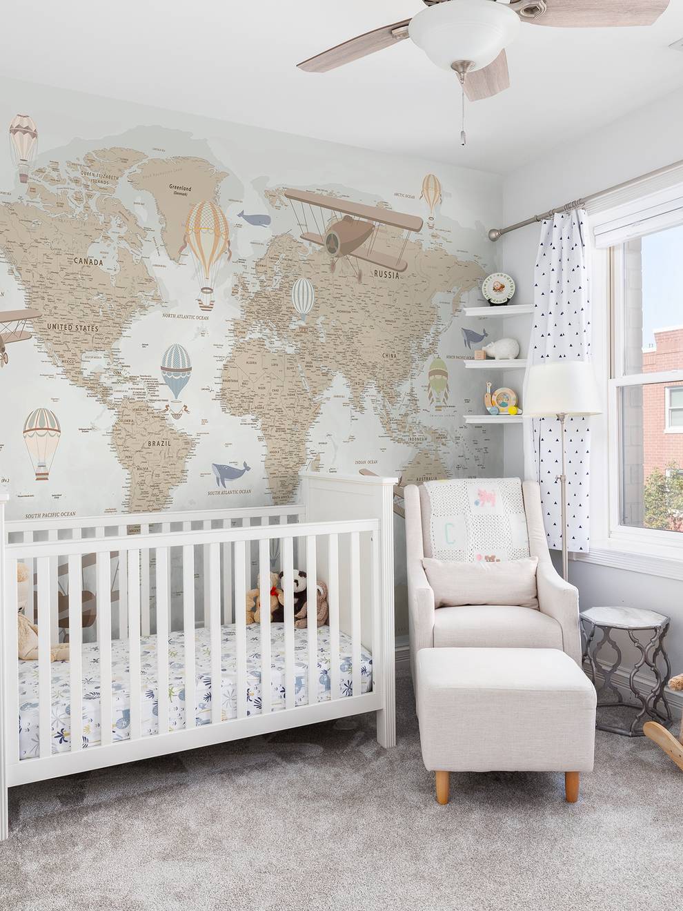 Classic Explorer Airplane World Map Wallpaper Mural