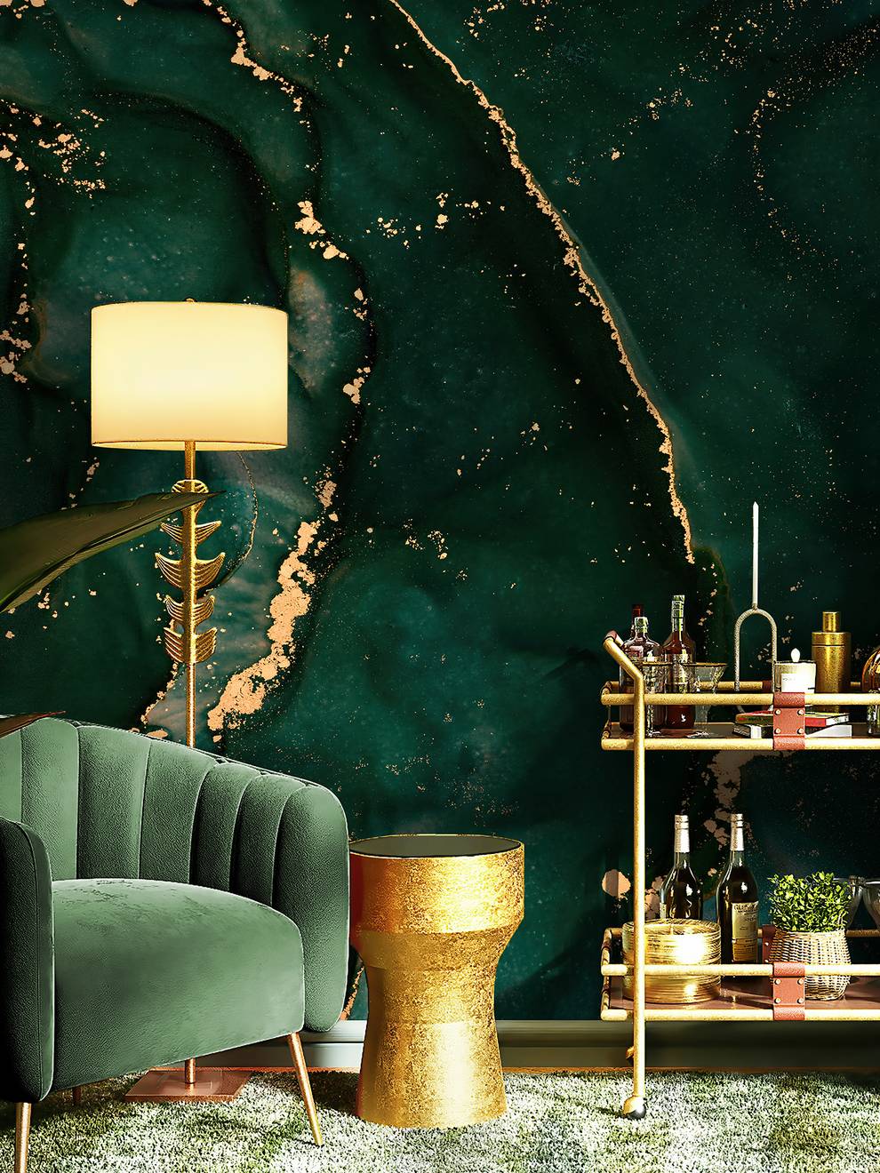 Abstract Elegant Veined Marble Wallpaper Mural