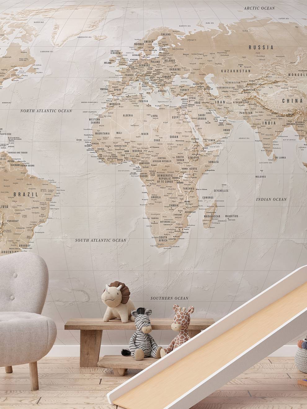 Global Geographic World Map Wallpaper Mural