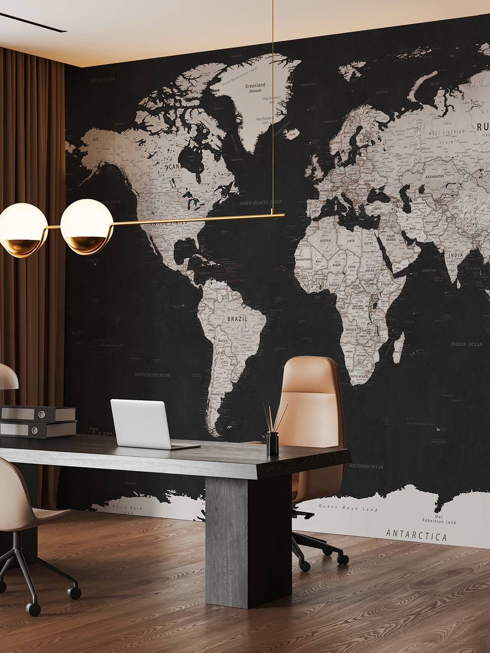 Classic Dark Tones World Wallpaper Mural