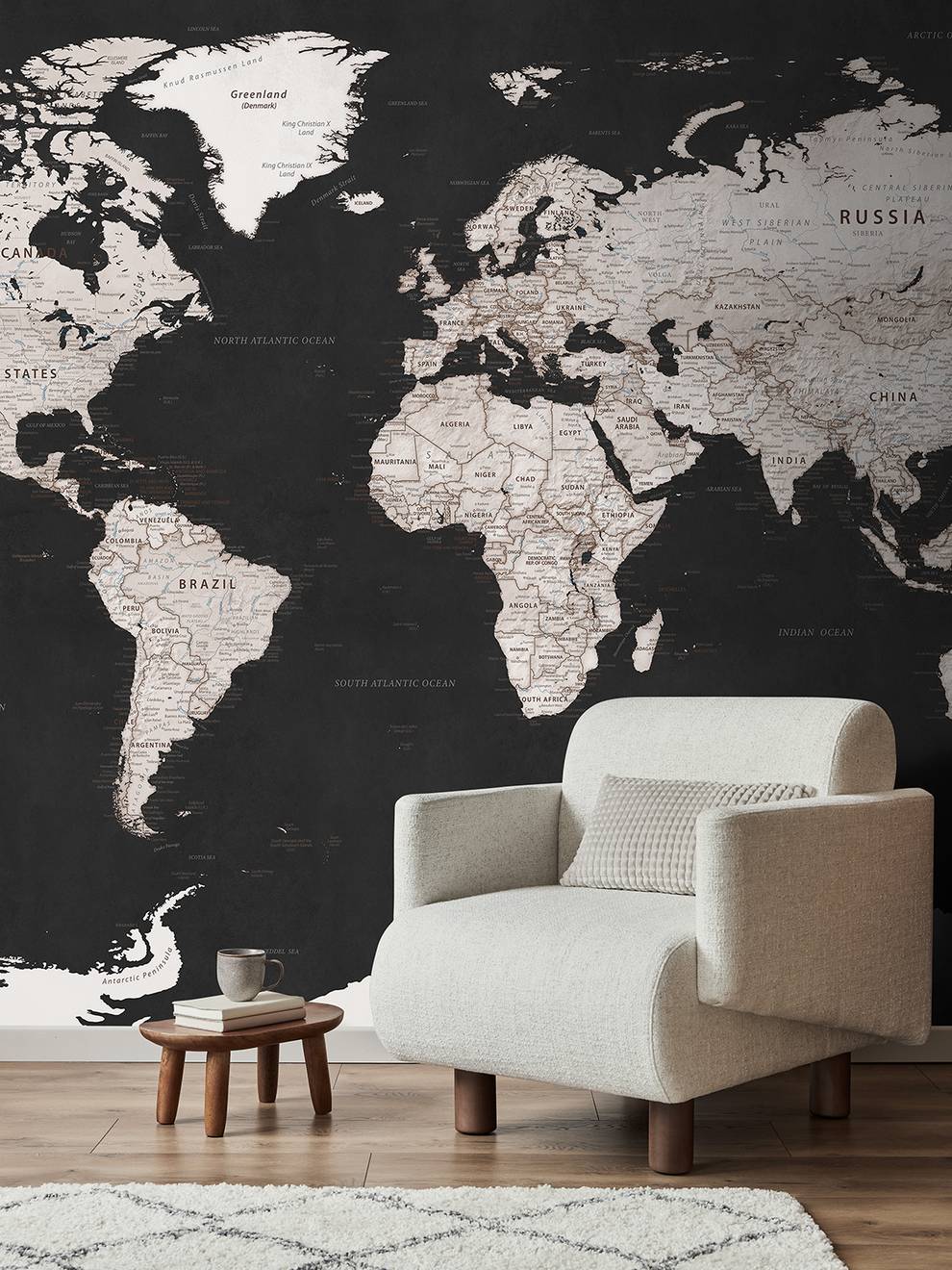 Classic Dark Tones World Wallpaper Mural