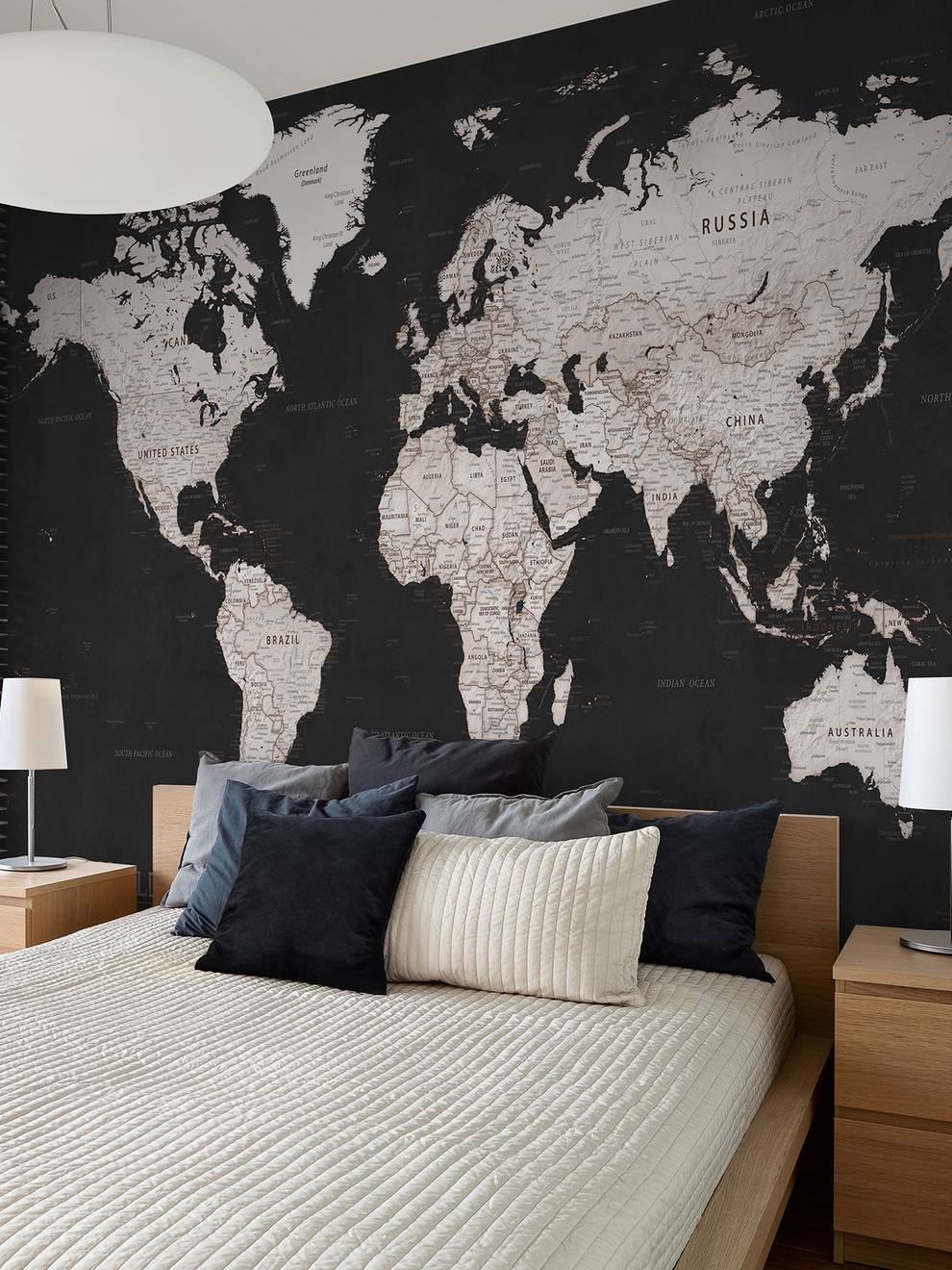 Classic Dark Tones World Wallpaper Mural