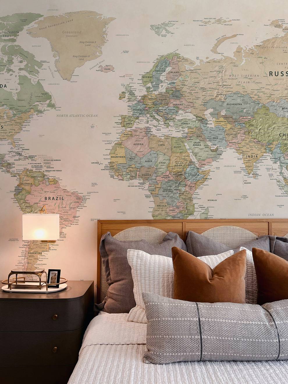 Educational Pastel World Map Wallpaper Mural