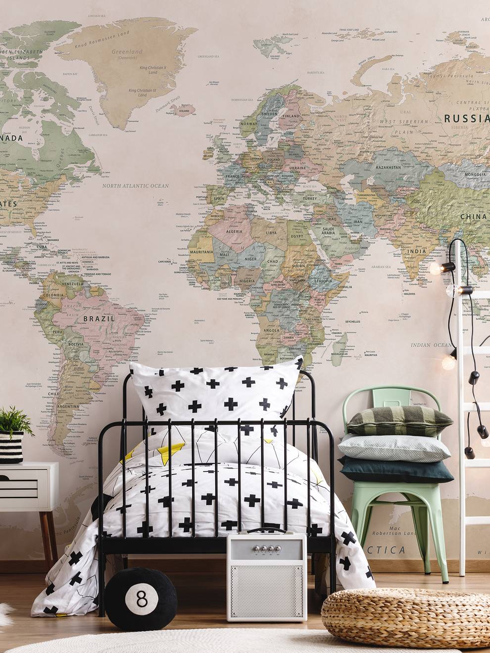Educational Pastel World Map Wallpaper Mural