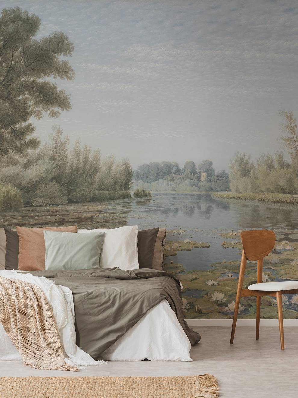 Elegant Water Lily Pond Wallpaper Mural