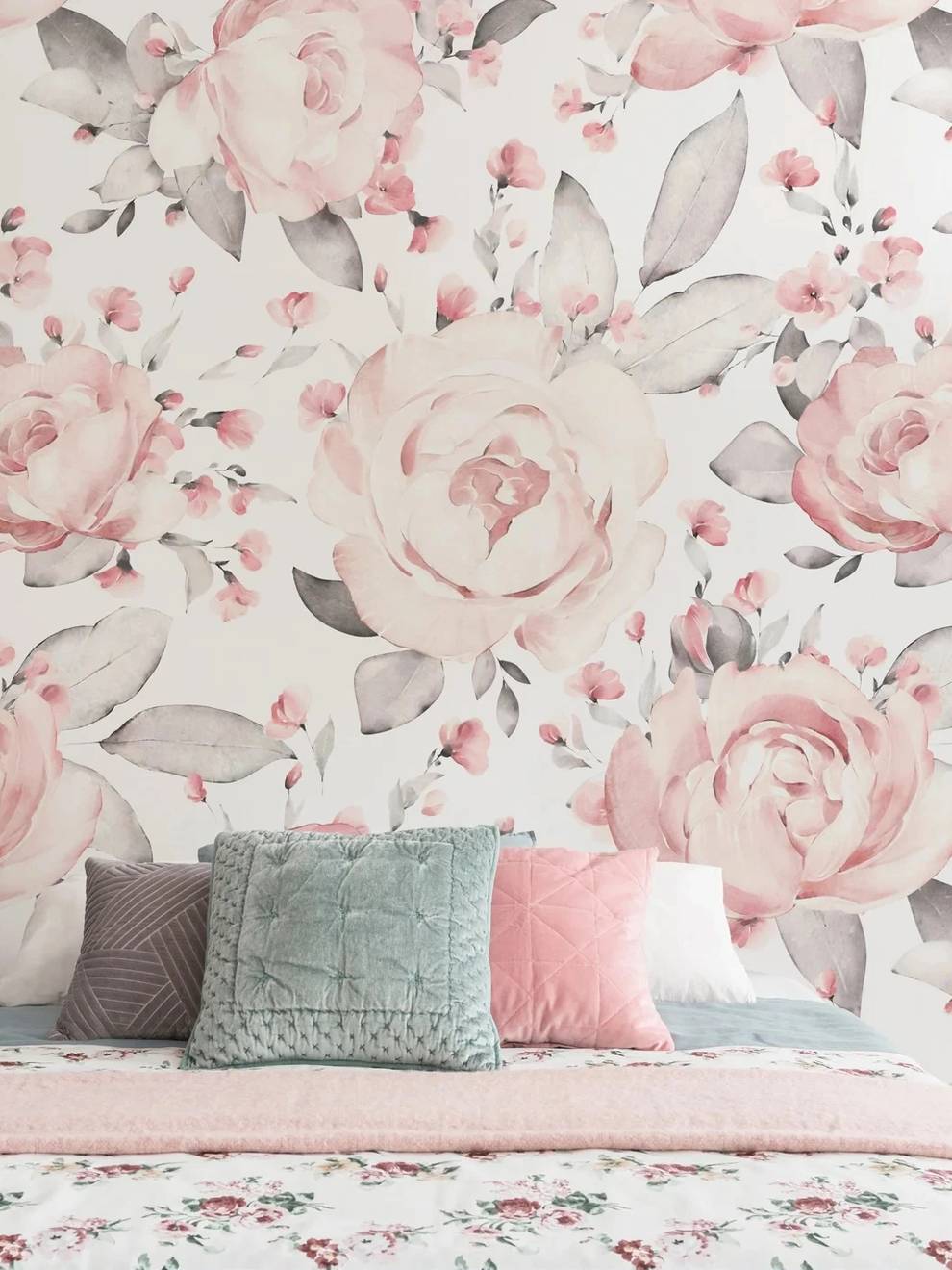 Kids Blush Floral Watercolor Peony Wall Mural