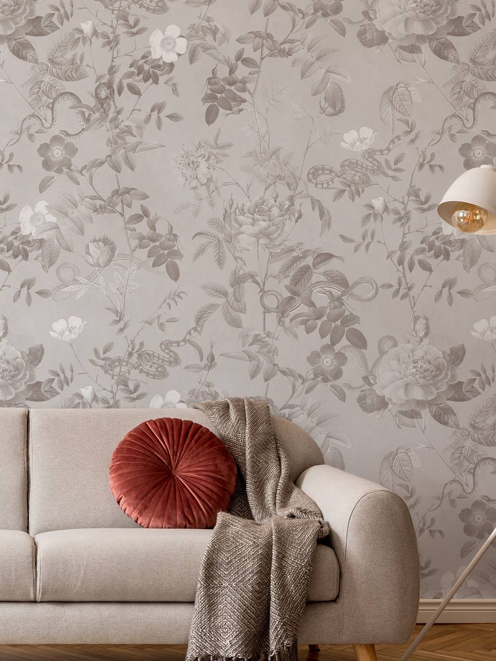 Vintage Botanical Floral Garden Dark Wallpaper Mural