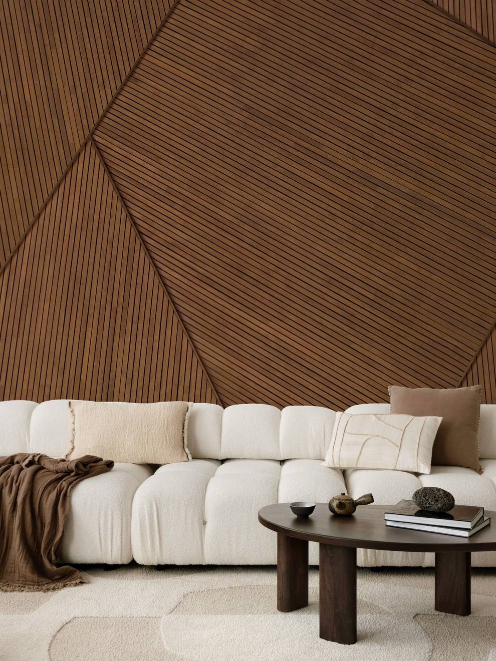 Modern Geometric Wood Effect Wallpaper