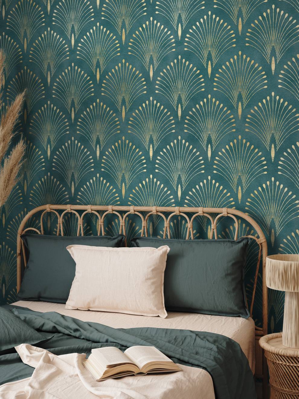 Art Deco Style Fan Pattern Wallpaper Mural