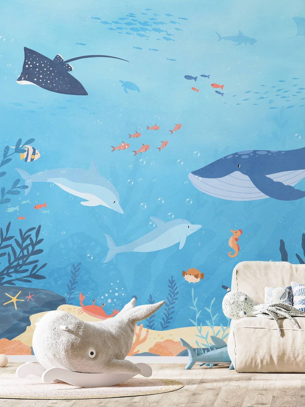 Kids Underwater Animals and Coral Reef Wallpaper Mural