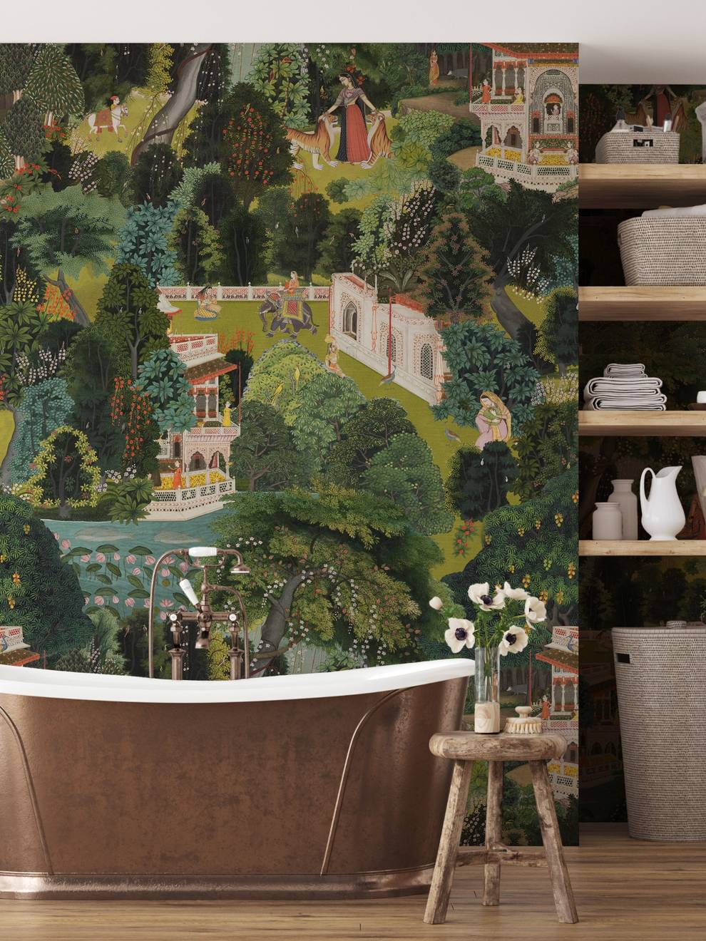 Indian Traditional Garden Art Wallpaper Mural