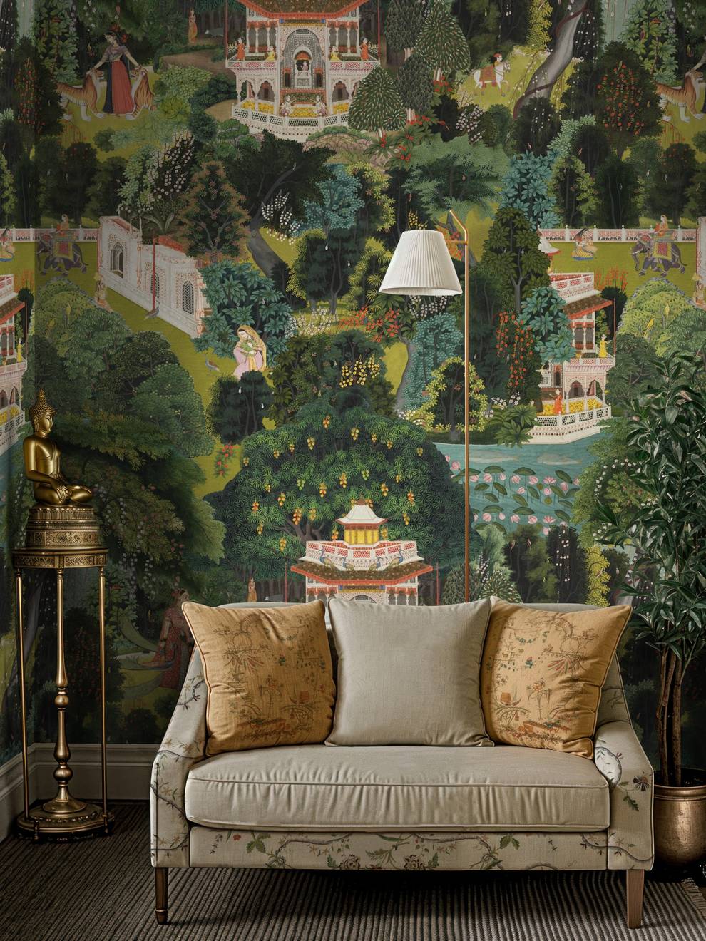 Indian Traditional Garden Art Wallpaper Mural