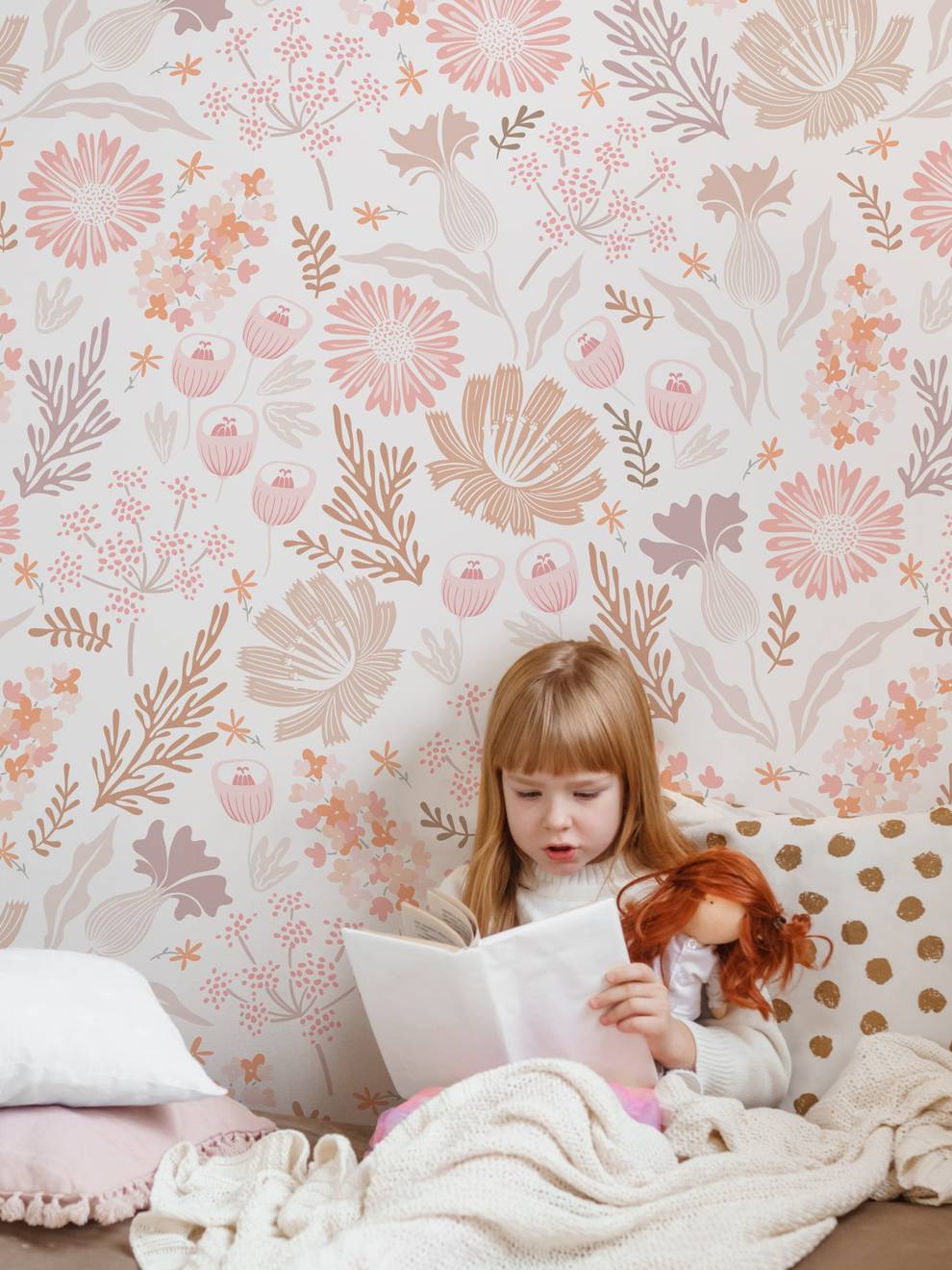 Kids Pastel Floral Botanical Wallpaper Mural